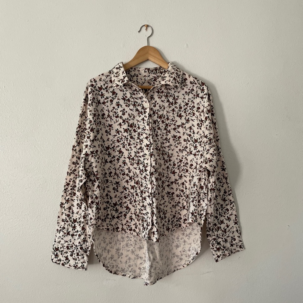 Free People Early Morning Shirt Ditsy Floral Flannel Button Up Boho Coastal